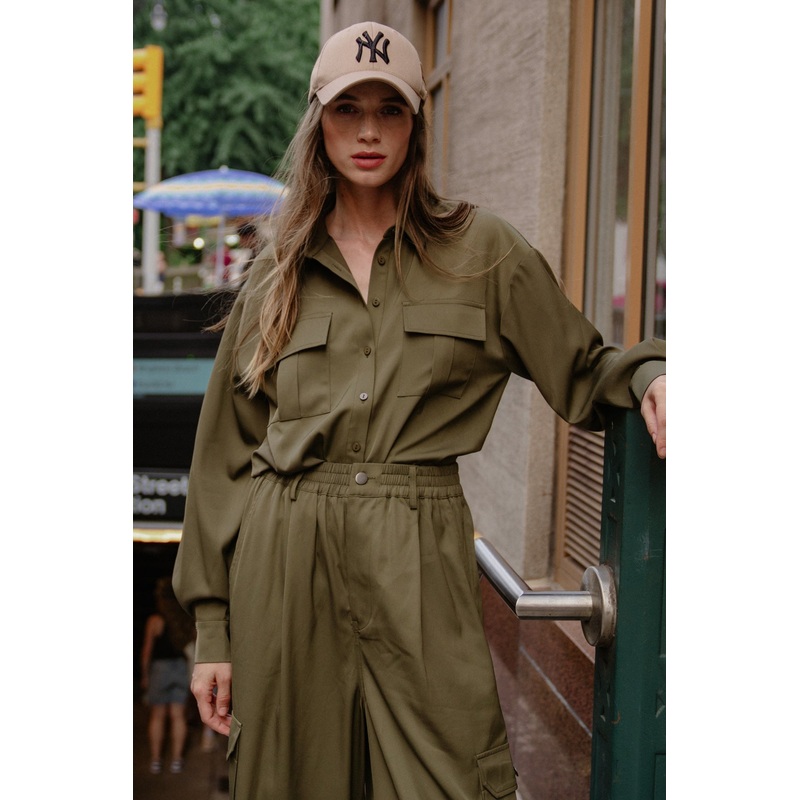 WHAT I LIKE WOVEN TOP|OLIVE|S|M|L