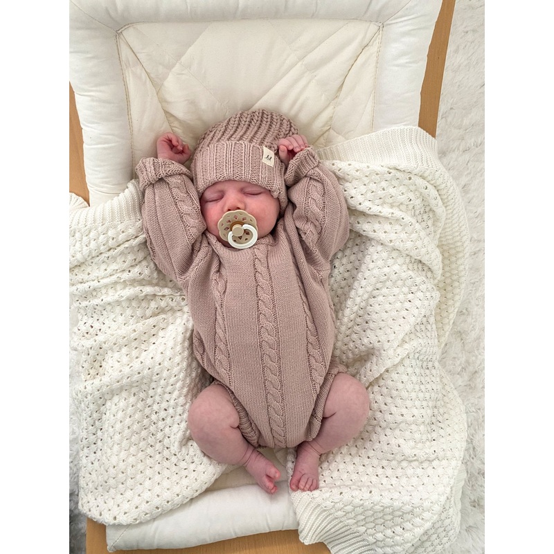 Cable Knit Romper – Dusty Petal