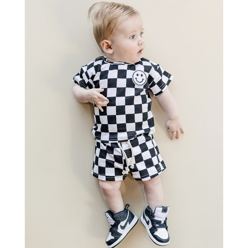 Checkered Shorts Set | Black|NB|0-3M|3-6M|6-12M|12-18M|18-24M|2T|3T|4T|5T|6-7Y|8-9Y