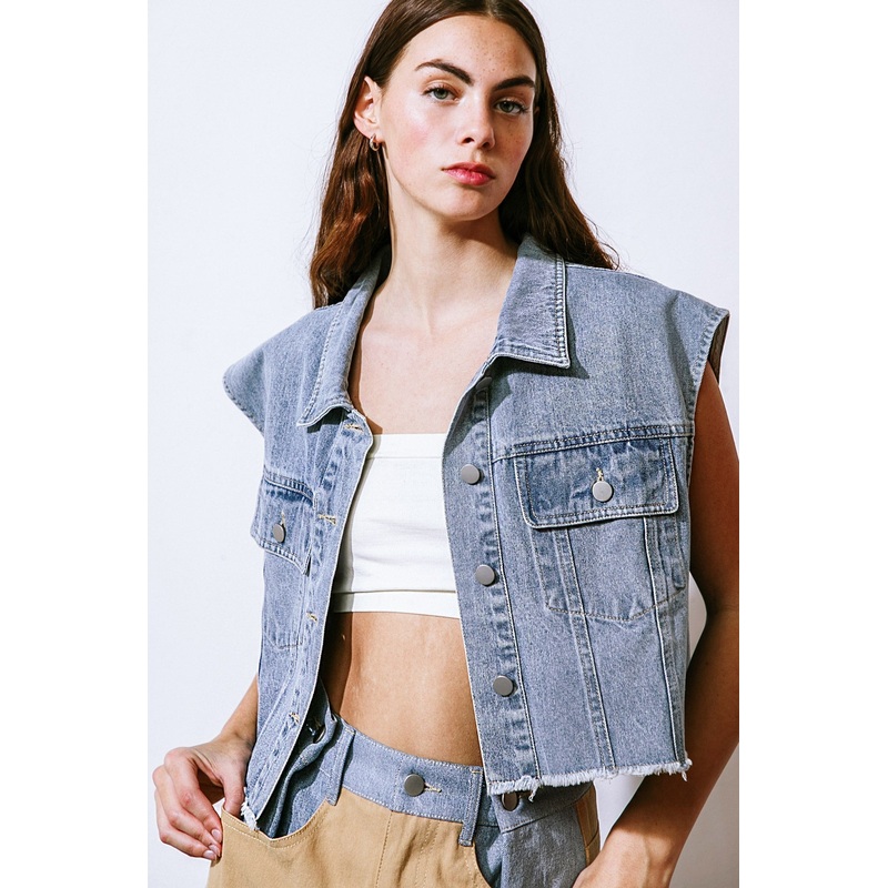 CLAIM TO FAME DENIM VEST|DENIM|S|M|L