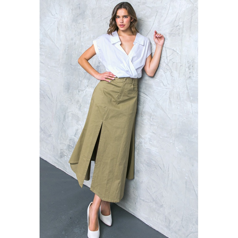 COMPLETE CRUSH TWILL MIDI SKIRT
