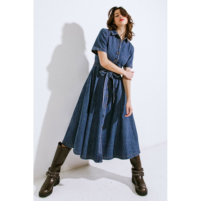 DAY IN THE LIFE DENIM MIDI DRESS