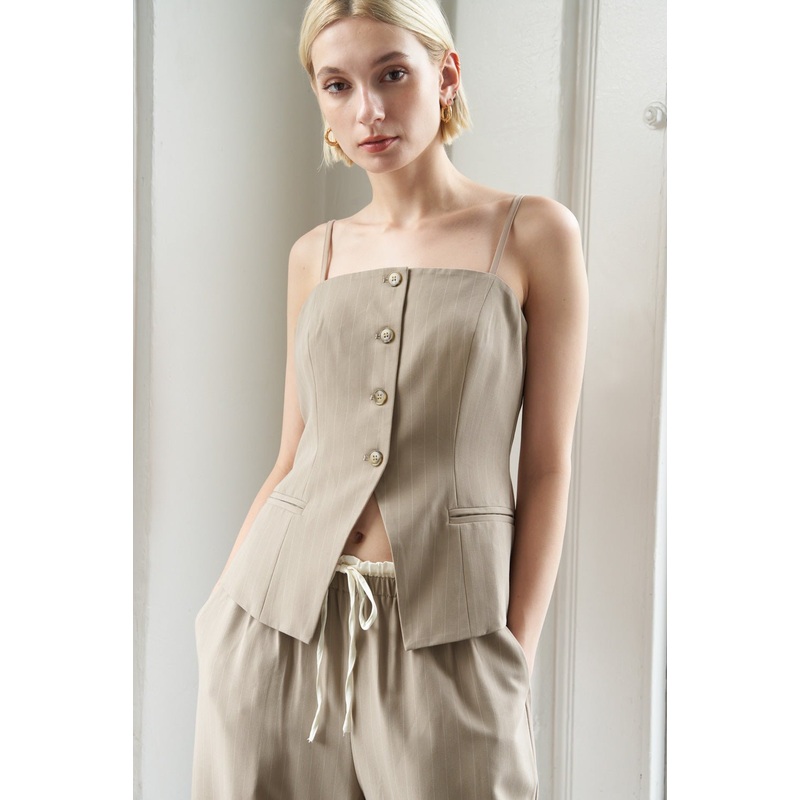 DAY IN THE LIFE WOVEN TOP|TAUPE|S|M|L