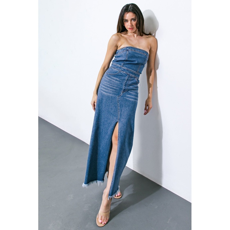 DREAMS COME TRUE DENIM MIDI DRESS