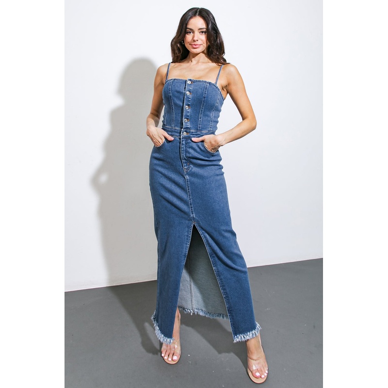 ENDLESS HORIZONS DENIM MIDI DRESS