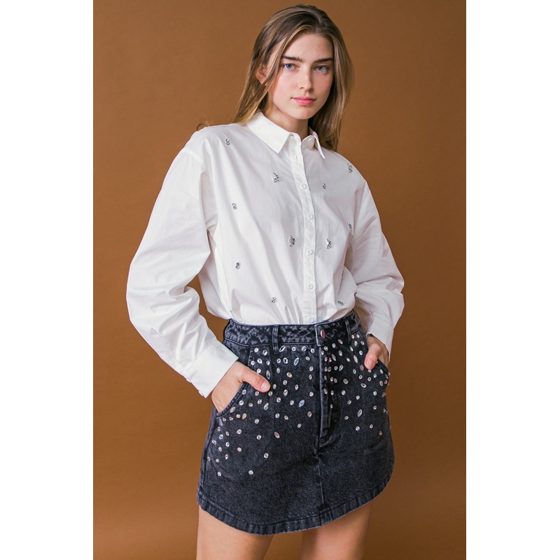 HIT OR MISS POPLIN SHIRT|OFF WHITE|S|M|L|1X|2X|3X