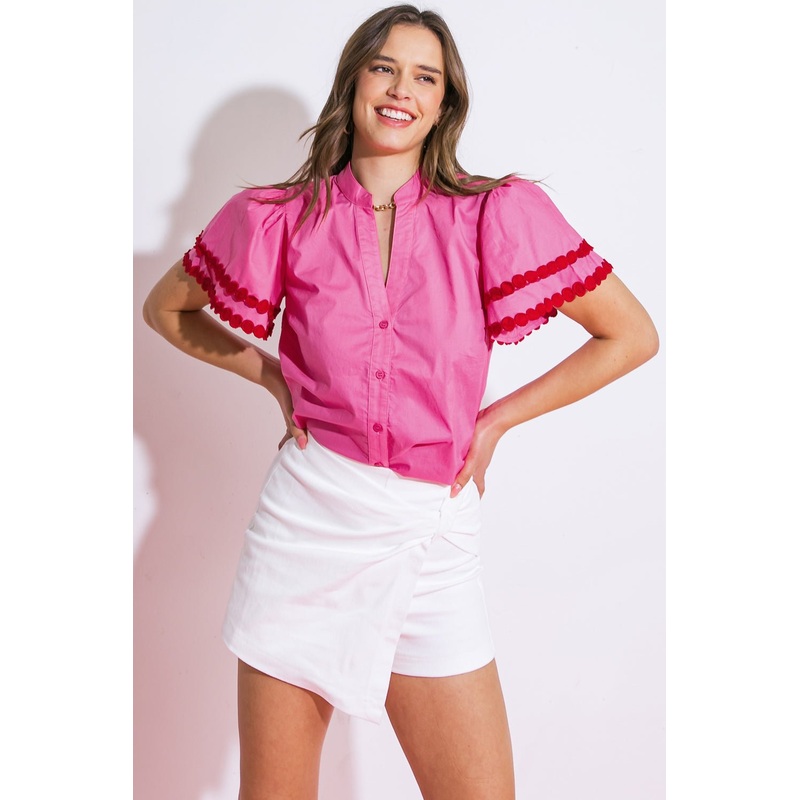 LEARN AS YOU GO WOVEN TOP|OFF WHITE|PINK|S|M|L
