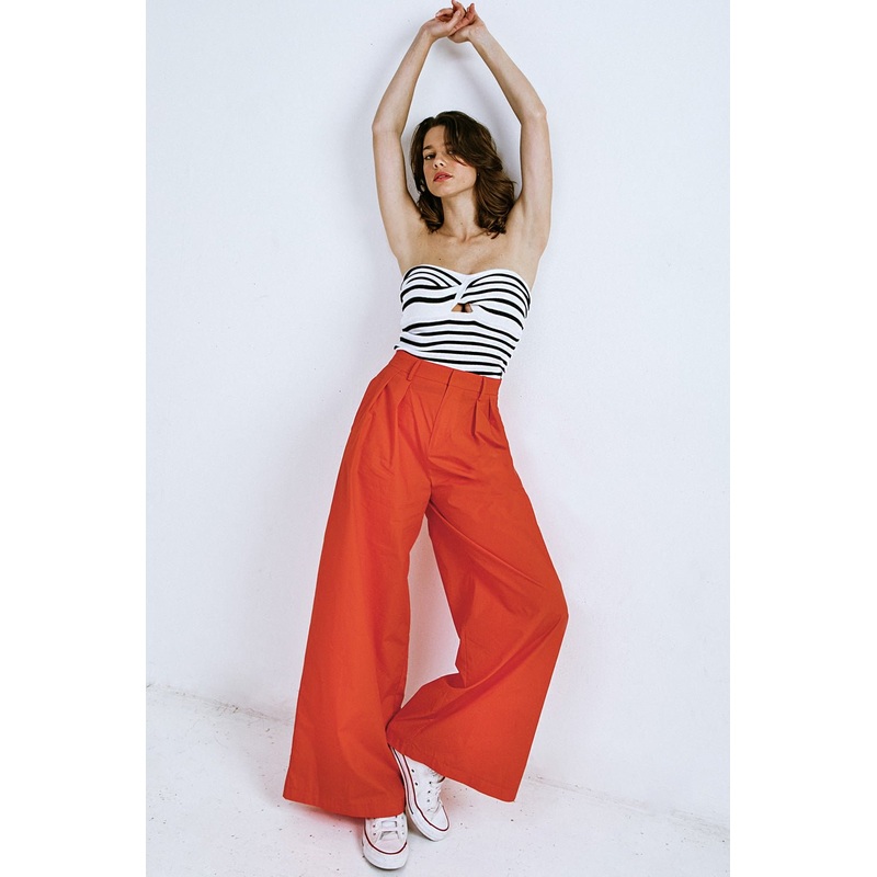 LOOK YOUR BEST POPLIN PANTS|RED|S|M|L