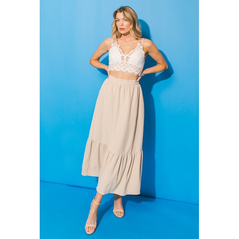 LOVELY MOOD WOVEN MIDI SKIRT|NATURAL|XS|S|M|L|XL