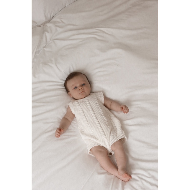 Luna + Luca Cable Knit Summer Romper – White