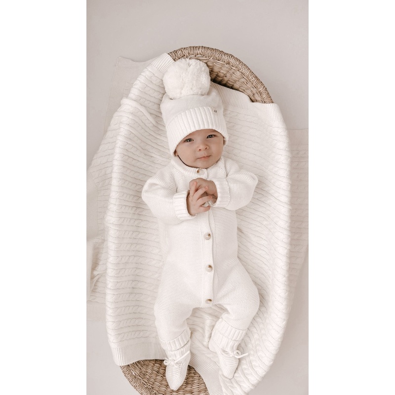 Luna + Luca Classic Purl Knit Jumpsuit – White