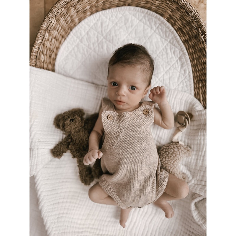 Luna + Luca Novelty Knit Romper – Heather Beige