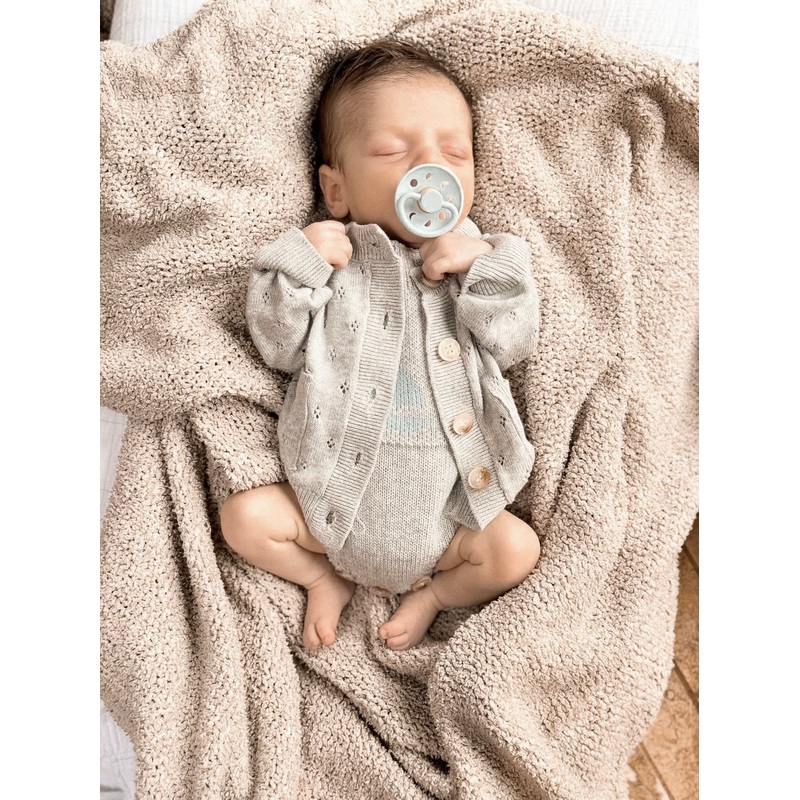 Luna + Luca Pointelle Cardigan – Heather Gray