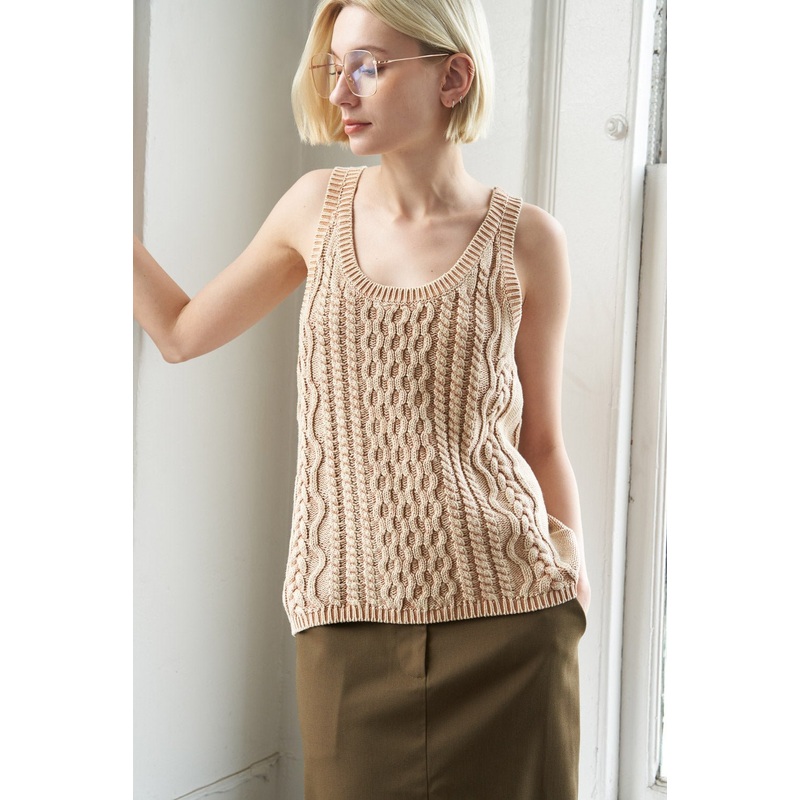 NEVER FORGET KNIT TANK TOP|BLACK|CAMEL|S|M|L