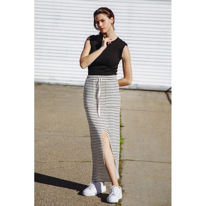 PRETTY ON POINT KNIT SKIRT|CREAM /BLACK|S|M|L