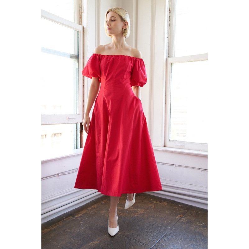PROTECTING MY PEACE WOVEN MIDI DRESS