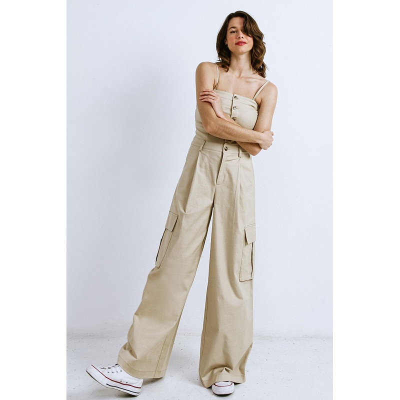 ROYAL AFFAIR WOVEN JUMPSUIT|TAUPE|WHITE|S|M|L