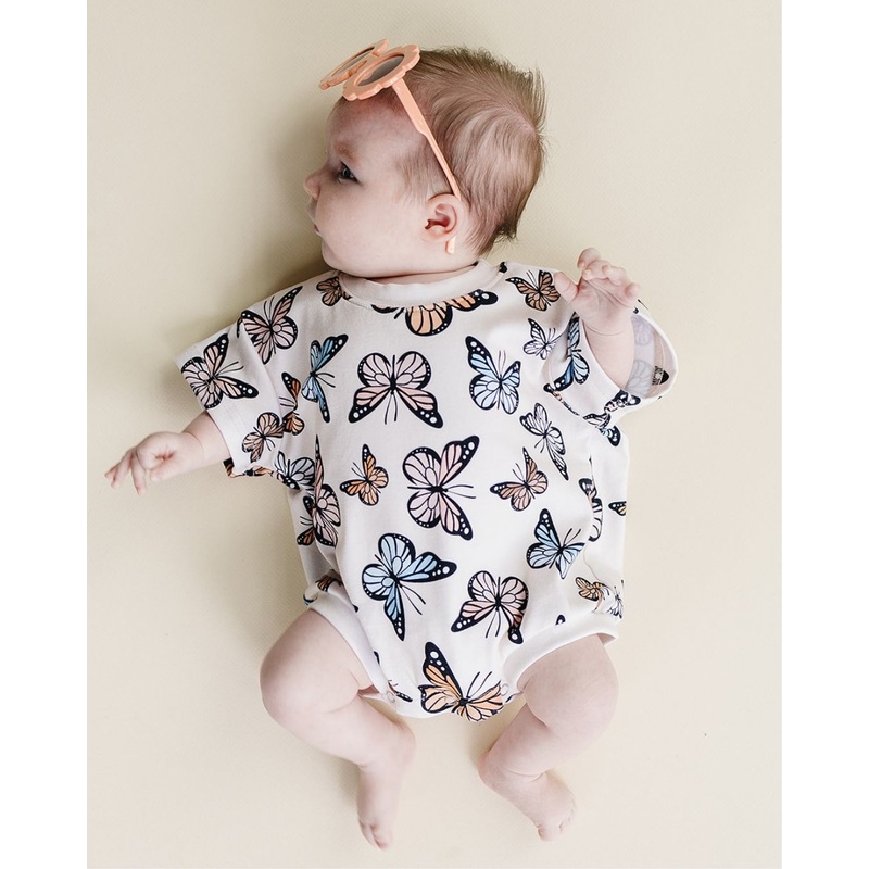 Short Sleeve Bubble Romper | Butterflies