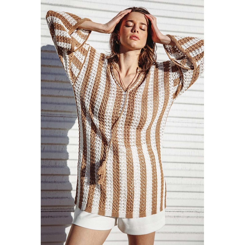 SOMETHING TO SAY KNIT TOP|TAN|S|M|L