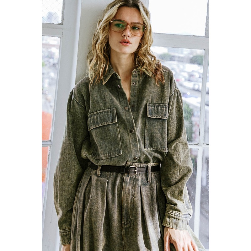 STUCK IN YOUR WAYS DENIM TOP|DENIM|BLACK|S|M|L