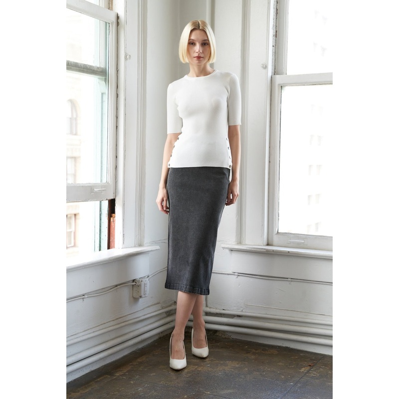 SUNKISSED BY SUNSET DENIM MIDI SKIRT
