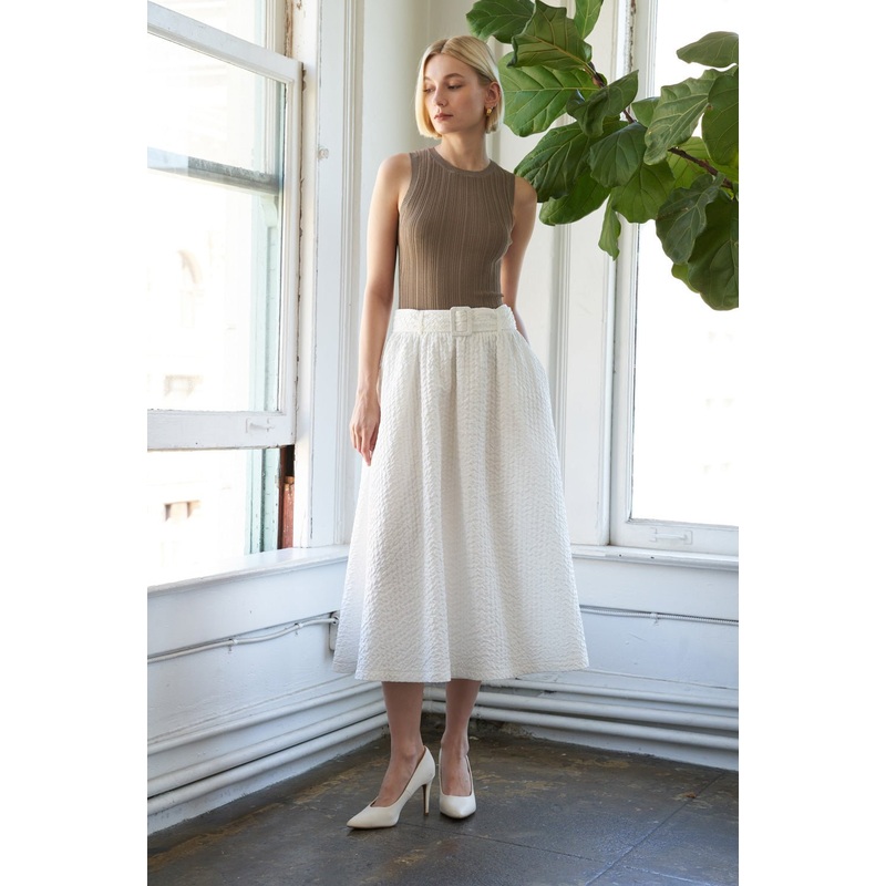 TALK TO THE SAND WOVEN MIDI SKIRT