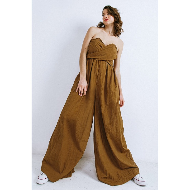 THINK ABOUT ME WOVEN JUMPSUIT|WHITE|CAMEL|S|M|L