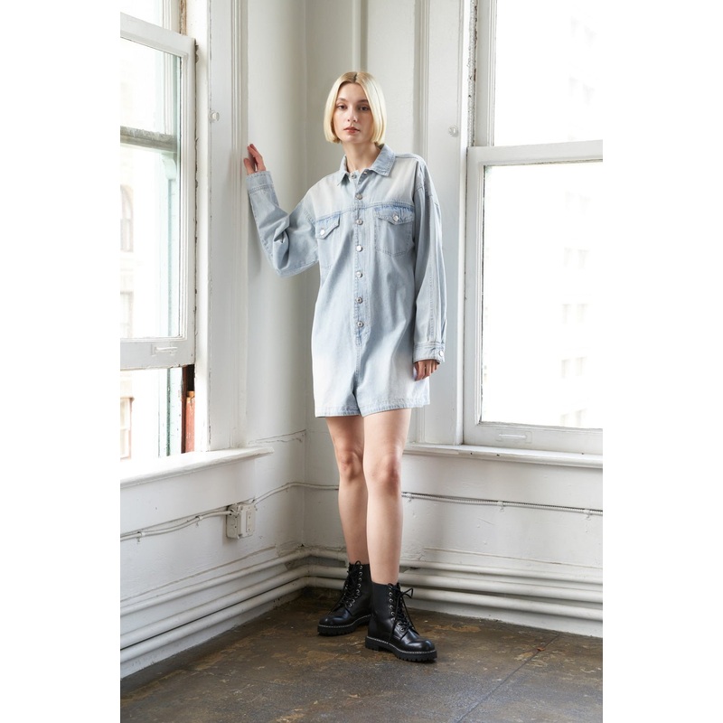 TURNING POINT DENIM ROMPER|LIGHT INDIGO|S|M|L