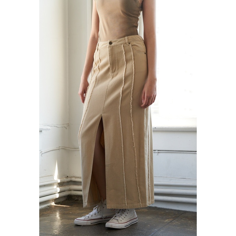 BETWEEN THE PAGES WOVEN SKIRT|TAUPE|S|M|L
