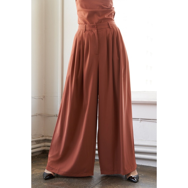 BIRDS SINGING WOVEN PANTS|RUST|S|M|L