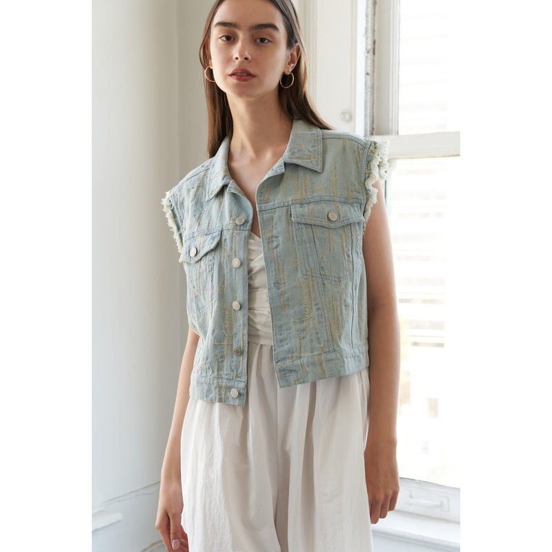 BLESSED LIFT DENIM VEST|LIGHT INDIGO|S|M|L