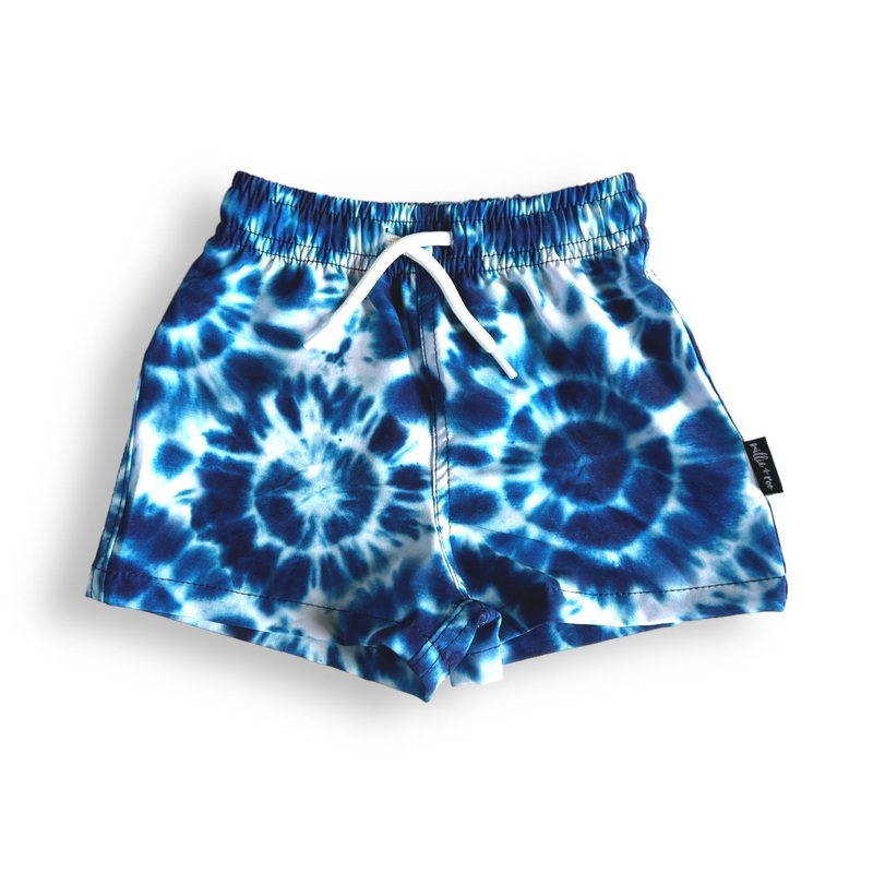 BOARD SHORTS- Blue Tie Dye|6/12m|12/18m|18/24m|2T|3T|4T|5/6|7/8|9/10|12/14