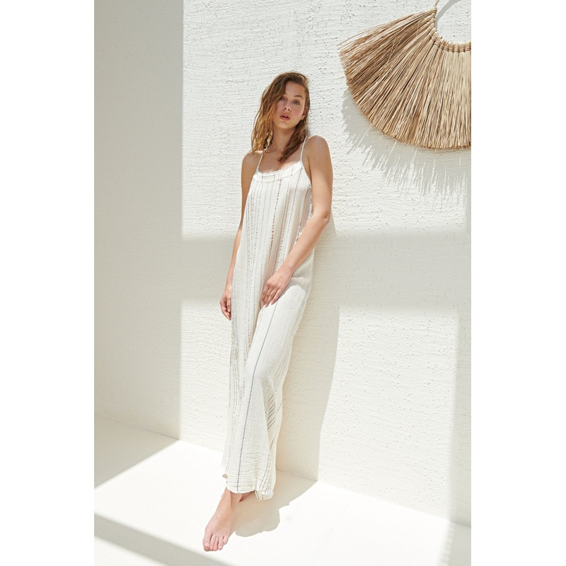 Canggu Maxi Dress – Natural With Stripes