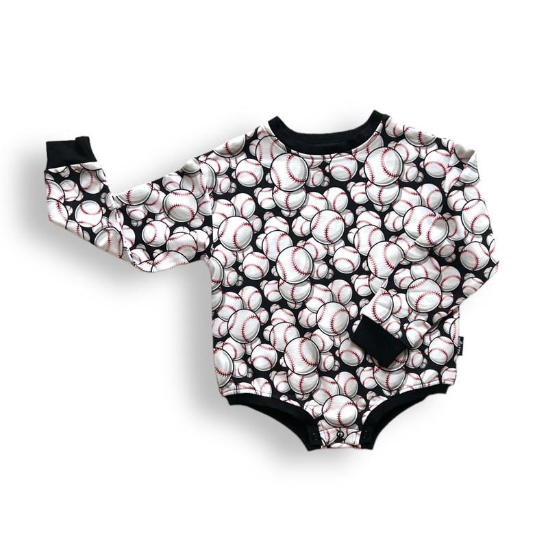 Crew Neck Romper- Baseball|0/3m|3/6m|6/12m|12/18m|18/24m|2T