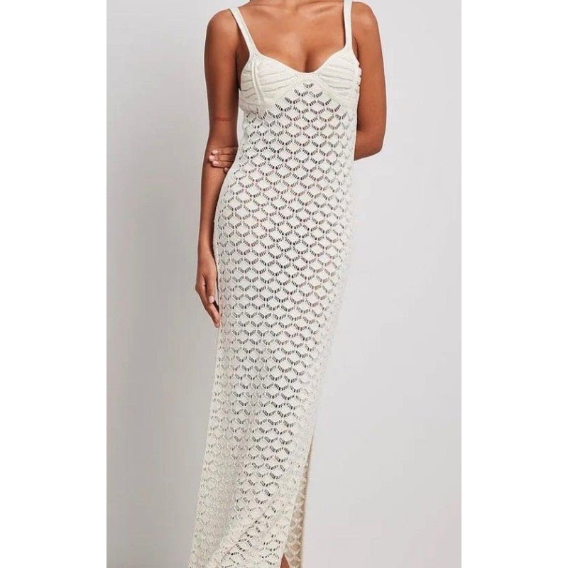 Crochet Knitted Maxi Dress|white|S|M|L|XL