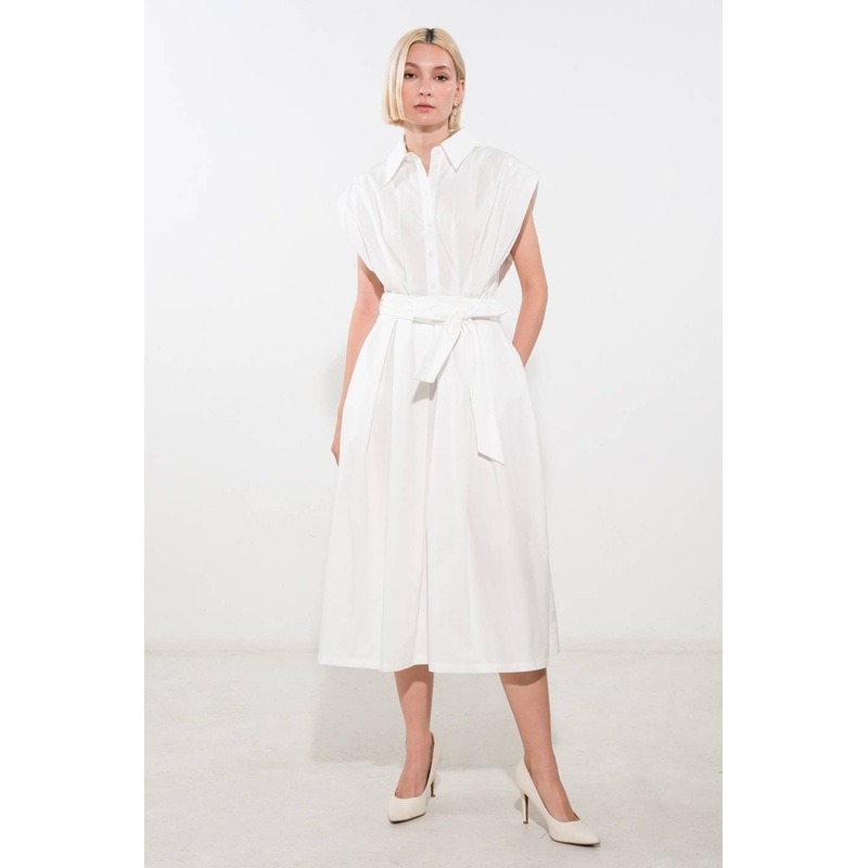 DEEPER CONNECTION WOVEN MIDI DRESS