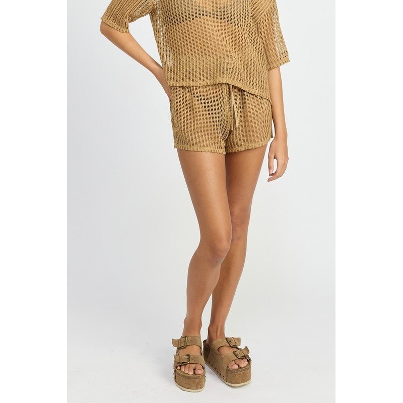 DRAWSTRING LOUNGE SHORTS|TAN|S|M|L