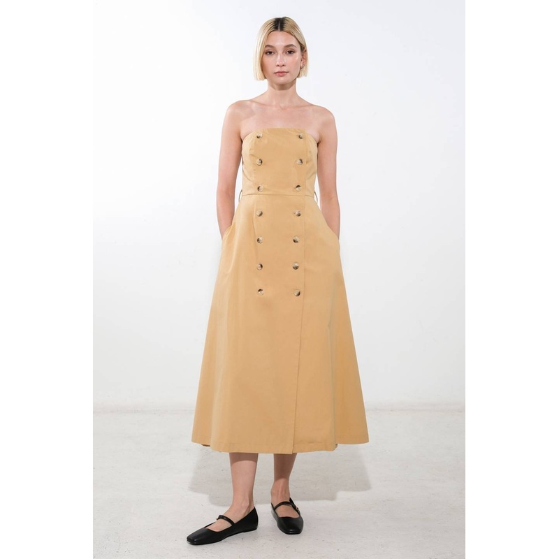 FOLLOW YOU EVERYWHERE WOVEN MIDI DRESS