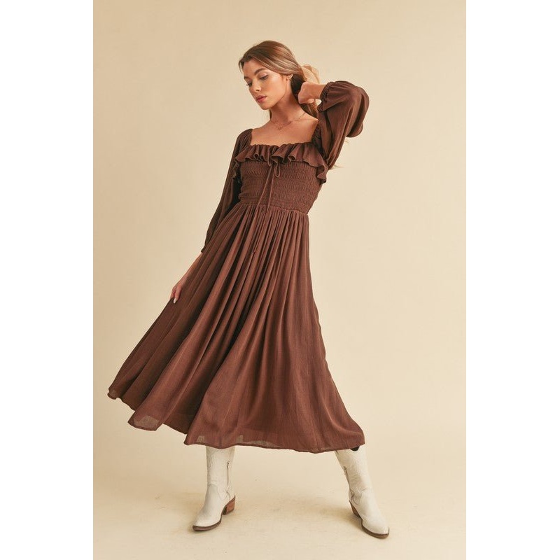 Geri Dress|WHITE|BLACK|CHOCOLATE|ECRU|SKY BLUE|S