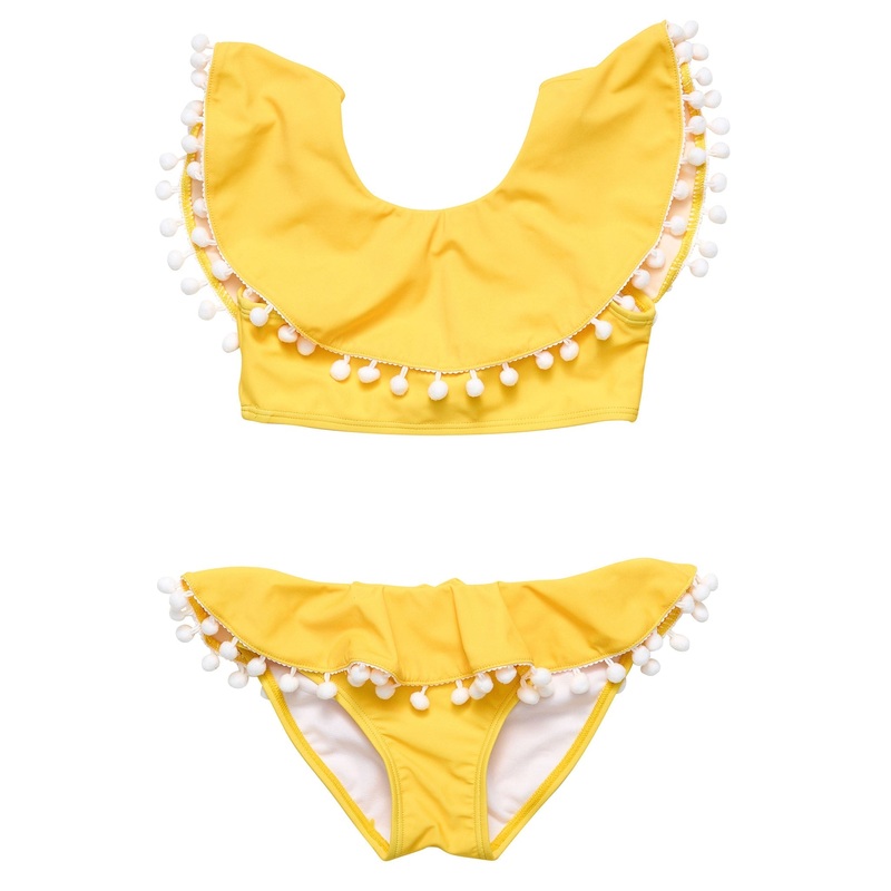 Hello Yellow Flounce Bikini|2 (1-2y)|3 (2-3y)|4 (3-4y)|6 (5-6y)|8 (7-8y)|10 (9-10y)|12 (11-12y)