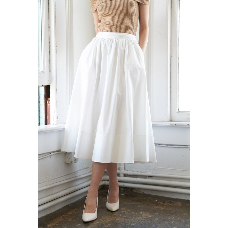 HOLDING ON TIGHT POPLIN MIDI SKIRT