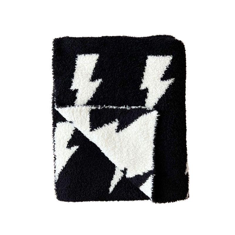Lightning Bolt Fuzzy Blanket | Black