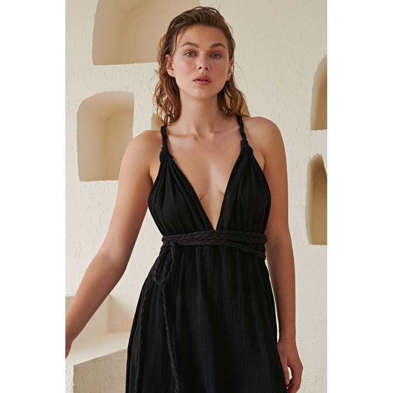 Muse Braided Straps Dress – Black