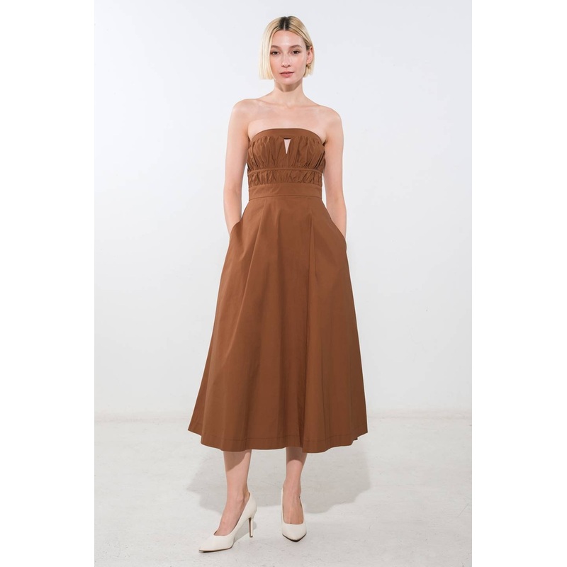 MYSTIC MUSE WOVEN MIDI DRESS|BLACK|MOCHA|S|M|L