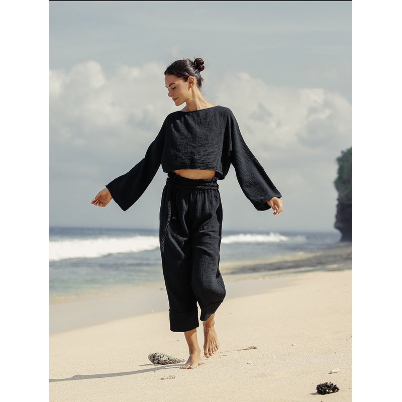 Paloma Paper Bag Pants – Black