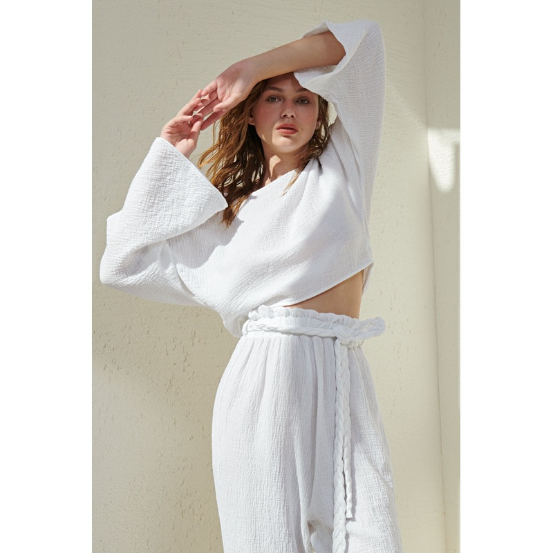 Paloma Paper Bag Pants – White