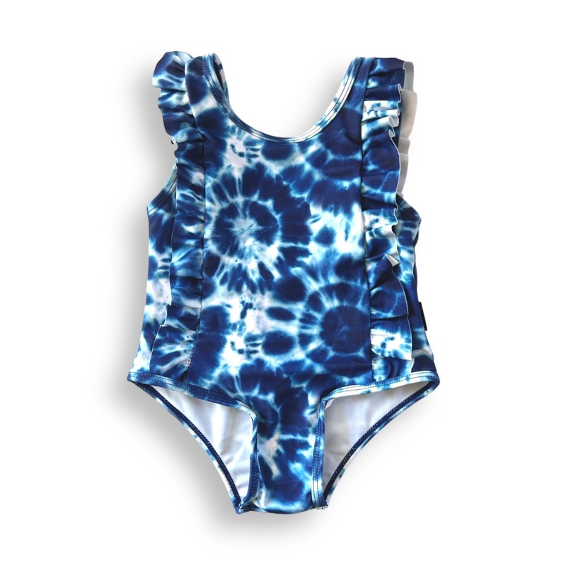 RUFFLE SWIMSUIT- Blue Tie Dye|6/12m|12/18m|18/24m|2T|3T|4T|5/6|7/8