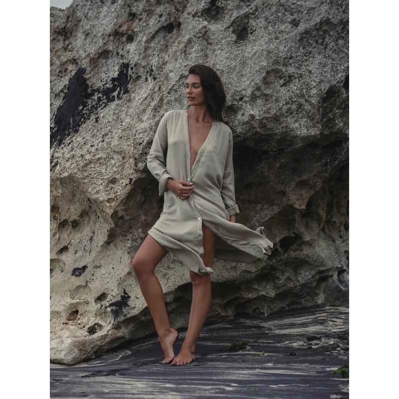 Terra Shirt Dress – Khaki Green