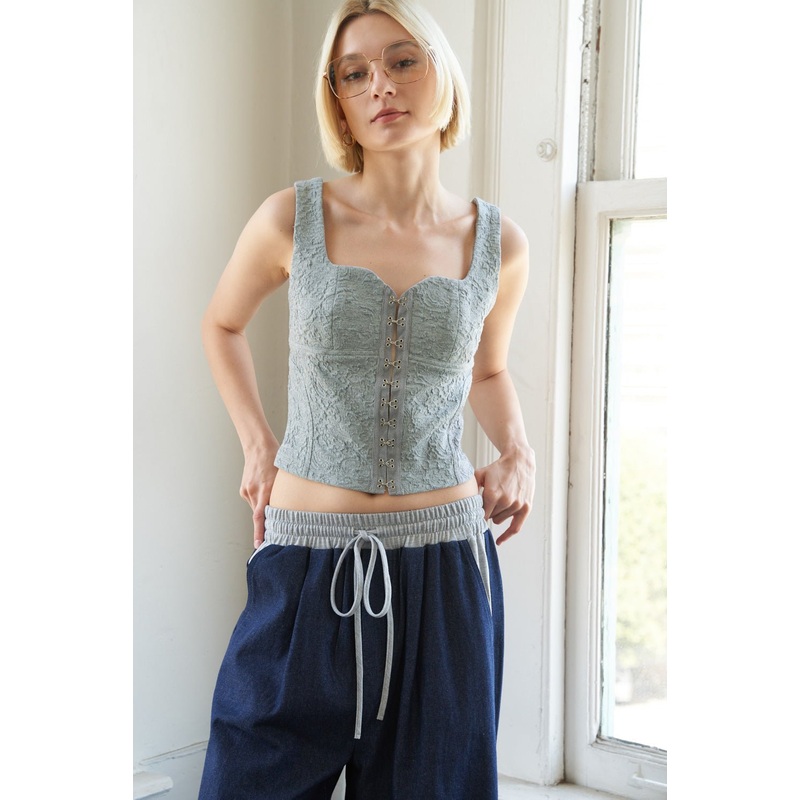 THROUGH THE LOOKING WOVEN TOP|GREY|S|M|L