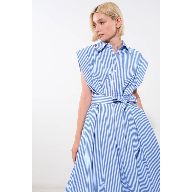 ALONG THE SHORELINE WOVEN MIDI DRESS